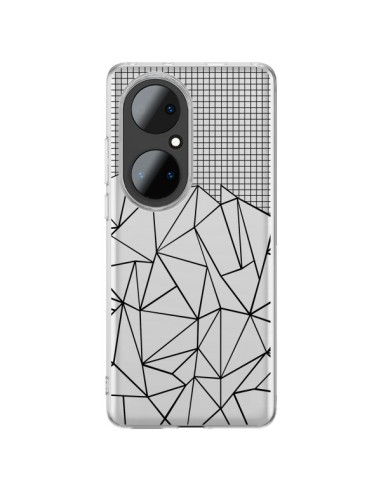 Huawei P50 Pro Case Lines Grid Abstract Black Clear - Project M