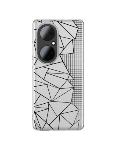 Cover Huawei P50 Pro Linee Griglia Side Grid Astratto Nero Trasparente - Project M