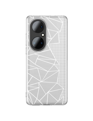 Coque Huawei P50 Pro Lignes Grilles Side Grid Abstract Blanc Transparente - Project M