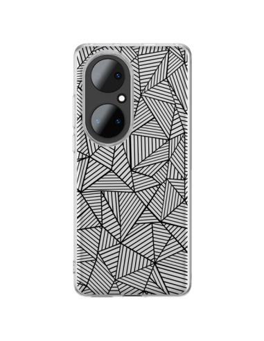 Cover Huawei P50 Pro Linee Griglia Triangles Full Grid Astratto Nero Trasparente - Project M