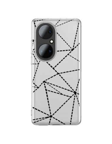Coque Huawei P50 Pro Lignes Points Abstract Noir Transparente - Project M