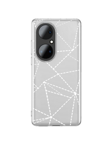 Cover Huawei P50 Pro Linee Punti Astratto Bianco Trasparente - Project M