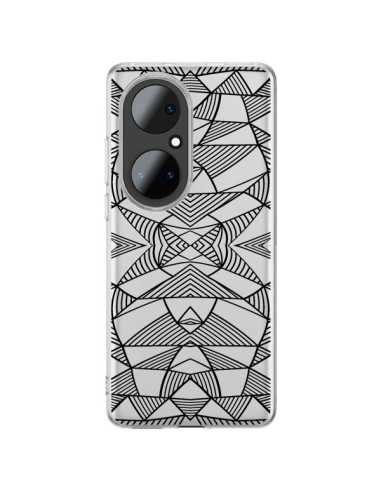 Huawei P50 Pro Case Lines Mirrors Grid Triangles Abstract Black Clear - Project M