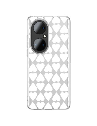 Coque Huawei P50 Pro Coeurs Heart Blanc Transparente - Project M