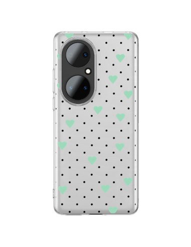 Huawei P50 Pro Case Points Hearts Green Mint Clear - Project M