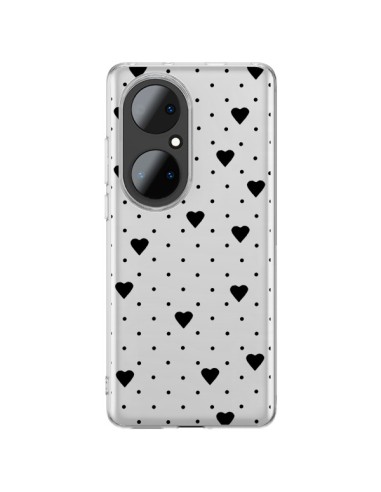 Huawei P50 Pro Case Points Hearts Black Clear - Project M
