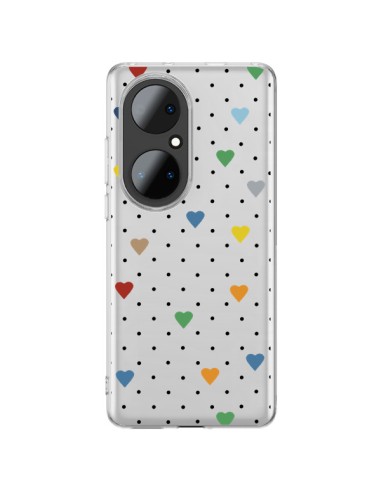 Huawei P50 Pro Case Points Hearts Colorful Clear - Project M