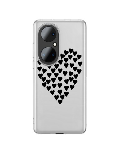 Coque Huawei P50 Pro Coeurs Heart Love Noir Transparente - Project M