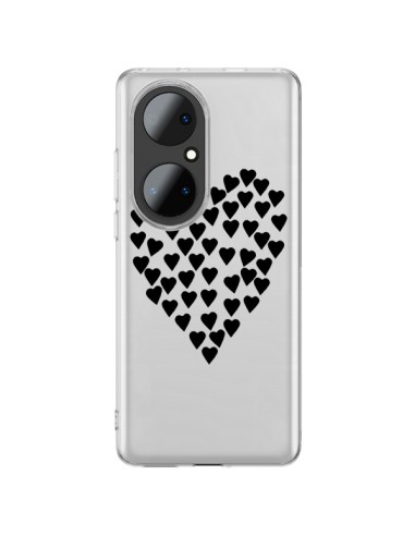 Cover Huawei P50 Pro Cuori Amore Nero Trasparente - Project M