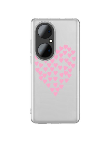 Coque Huawei P50 Pro Coeurs Heart Love Rose Pink Transparente - Project M