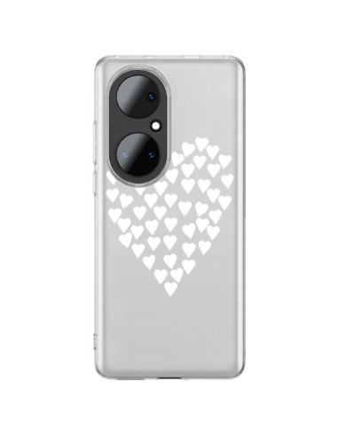 Coque Huawei P50 Pro Coeurs Heart Love Blanc Transparente - Project M