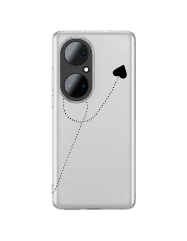 Coque Huawei P50 Pro Travel to your Heart Noir Voyage Coeur Transparente - Project M