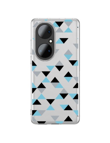 Huawei P50 Pro Case Triangles Ice Blue Black Clear - Project M