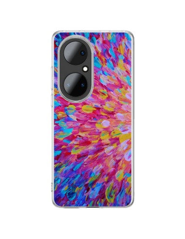 Coque Huawei P50 Pro Fleurs Bleues Roses Splash - Ebi Emporium