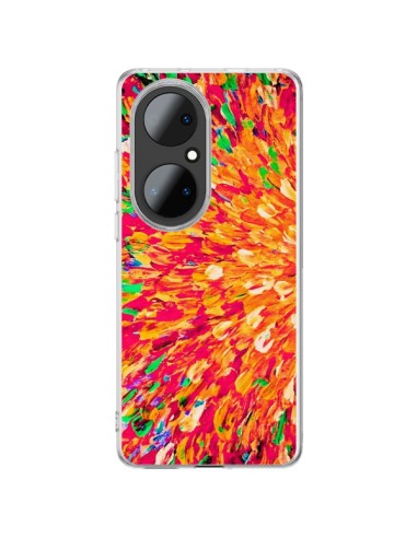 Coque Huawei P50 Pro Fleurs Oranges Neon Splash - Ebi Emporium