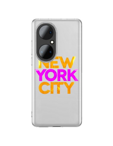 Coque Huawei P50 Pro New York City NYC Orange Rose Transparente - Javier Martinez