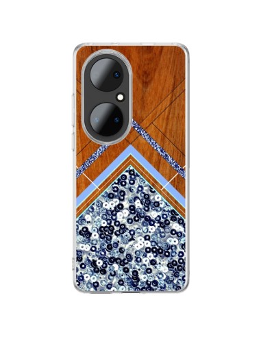 Huawei P50 Pro Case Sequin Geometry Wood Aztec Tribal - Jenny Mhairi