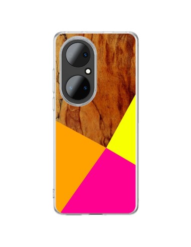 Coque Huawei P50 Pro Wooden Colour Block Bois Azteque Aztec Tribal - Jenny Mhairi