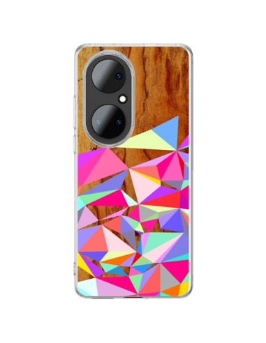 Coque Huawei P50 Pro Wooden Multi Geo Bois Azteque Aztec Tribal - Jenny Mhairi