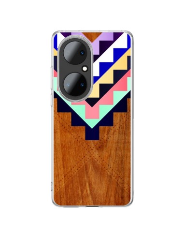 Cover Huawei P50 Pro Wooden Tribal Legno Azteco Aztec Tribal - Jenny Mhairi