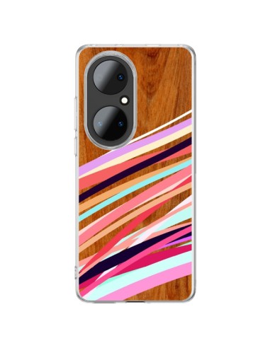 Coque Huawei P50 Pro Wooden Waves Coral Bois Azteque Aztec Tribal - Jenny Mhairi