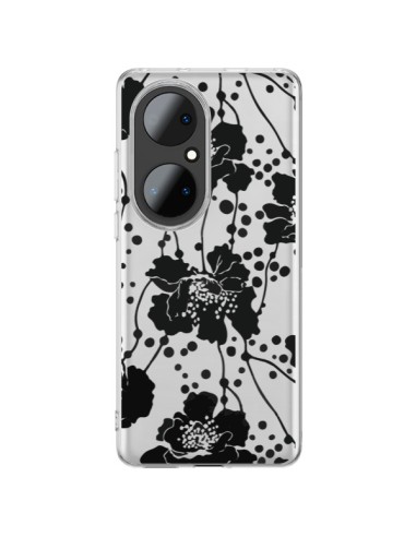 Cover Huawei P50 Pro Fiori Neros Trasparente - Dricia Do