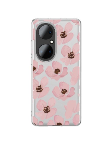Huawei P50 Pro Case Flowers Pink Clear - Dricia Do