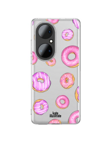 Coque Huawei P50 Pro Pink Donuts Rose Transparente - kateillustrate