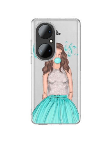 Cover Huawei P50 Pro Bubble Girls Tiffany Blu Trasparente - kateillustrate