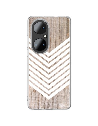 Coque Huawei P50 Pro Tribal Aztèque Bois Wood Flèche Blanc - Laetitia