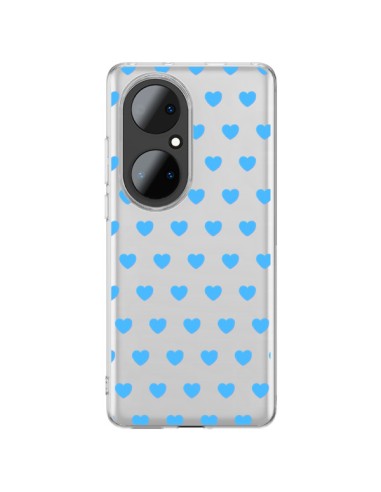 Coque Huawei P50 Pro Coeur Heart Love Amour Bleu Transparente - Laetitia