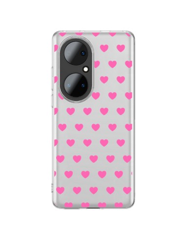 Coque Huawei P50 Pro Coeur Heart Love Amour Rose Transparente - Laetitia
