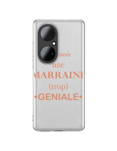 Coque Huawei P50 Pro Je suis une marraine trop géniale Transparente - Laetitia