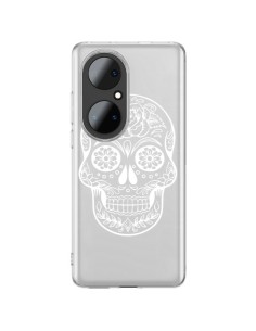 Coque Huawei P50 Pro Tête de Mort Mexicaine Blanche Transparente - Laetitia