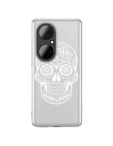 Coque Huawei P50 Pro Tête de Mort Mexicaine Blanche Transparente - Laetitia