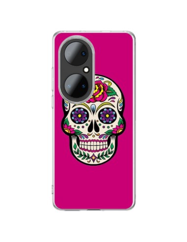 Coque Huawei P50 Pro Tête de Mort Mexicaine Rose Fushia - Laetitia