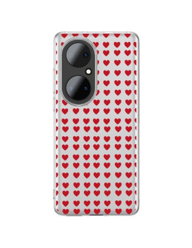 Coque Huawei P50 Pro Coeurs Heart Love Amour Red Transparente - Petit Griffin