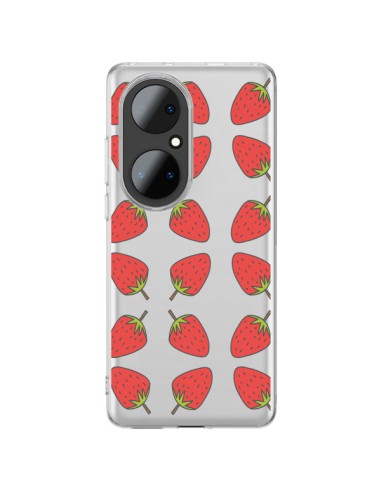 Cover Huawei P50 Pro Fragola Frutta Trasparente - Petit Griffin