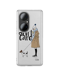 Cover Huawei P50 Pro I don't care Fille Cane Trasparente - Lolo Santo
