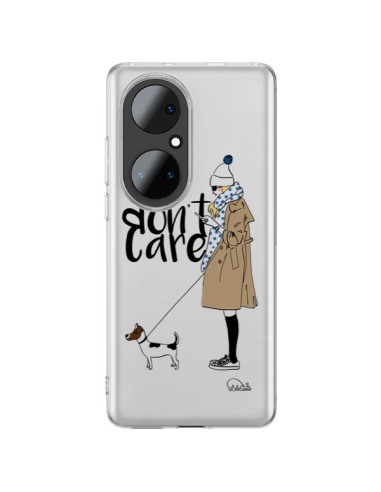 Cover Huawei P50 Pro I don't care Fille Cane Trasparente - Lolo Santo