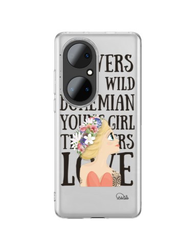 Coque Huawei P50 Pro Flowers Love Transparente - Lolo Santo