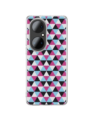 Coque Huawei P50 Pro Azteque Triangles Rose Bleu Gris - Mary Nesrala