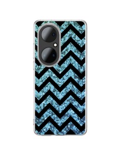 Coque Huawei P50 Pro Chevron Aqua Sparkle Triangle Azteque - Mary Nesrala