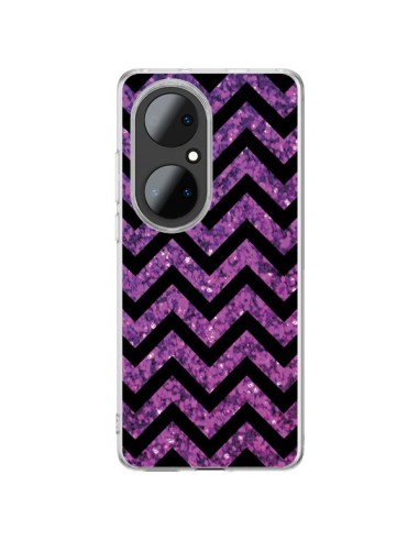 Coque Huawei P50 Pro Chevron Purple Sparkle Triangle Azteque - Mary Nesrala