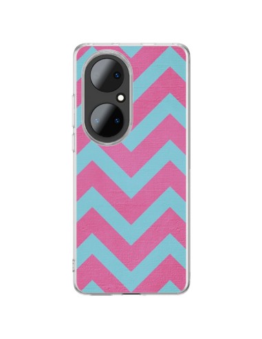 Coque Huawei P50 Pro Strawberry Chevron Rose Bleu - Mary Nesrala