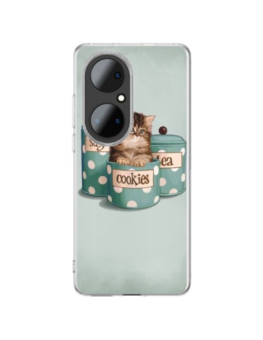 Coque Huawei P50 Pro Chaton Chat Kitten Boite Cookies Pois - Maryline Cazenave