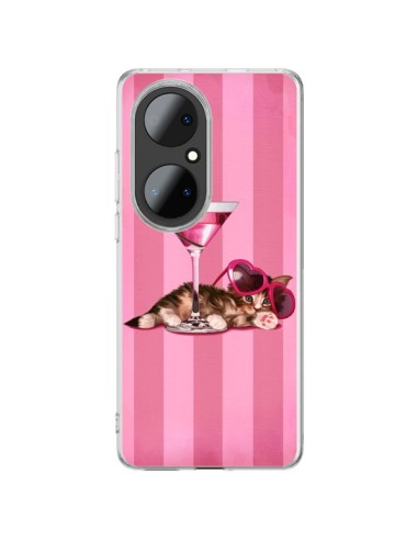 Cover Huawei P50 Pro Gattoon Gatto Kitten Cocktail Occhiali Cuore- Maryline Cazenave