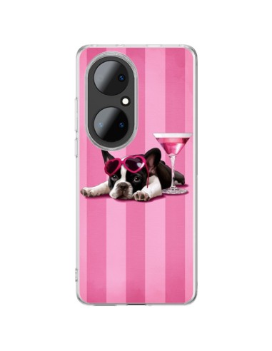 Coque Huawei P50 Pro Chien Dog Cocktail Lunettes Coeur Rose - Maryline Cazenave