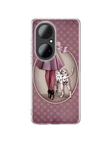Coque Huawei P50 Pro Lady Chien Dog Dalmatien Robe Pois - Maryline Cazenave