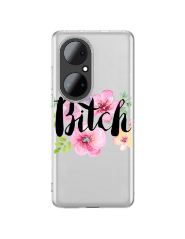 Coque Huawei P50 Pro Bitch Flower Fleur Transparente - Maryline Cazenave